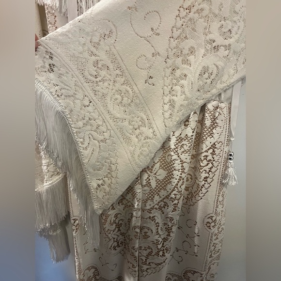 Vintage Lace Bohemian Fringe Dress Custom Made Bridal Wedding Maternity - Picture 12 of 15